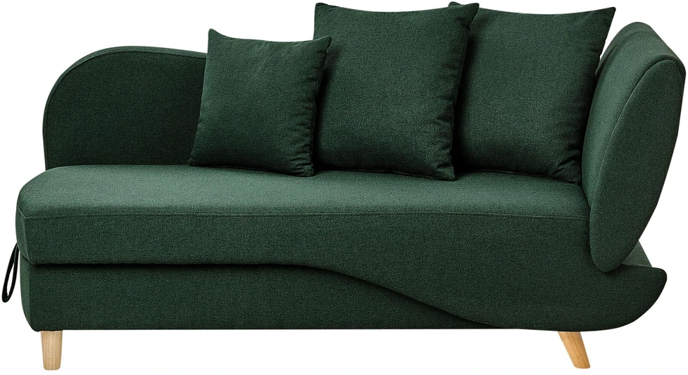 Sofa Beliani Dešininis šezlongas MERI, dirbtinio lino, žalias, su daiktadėže