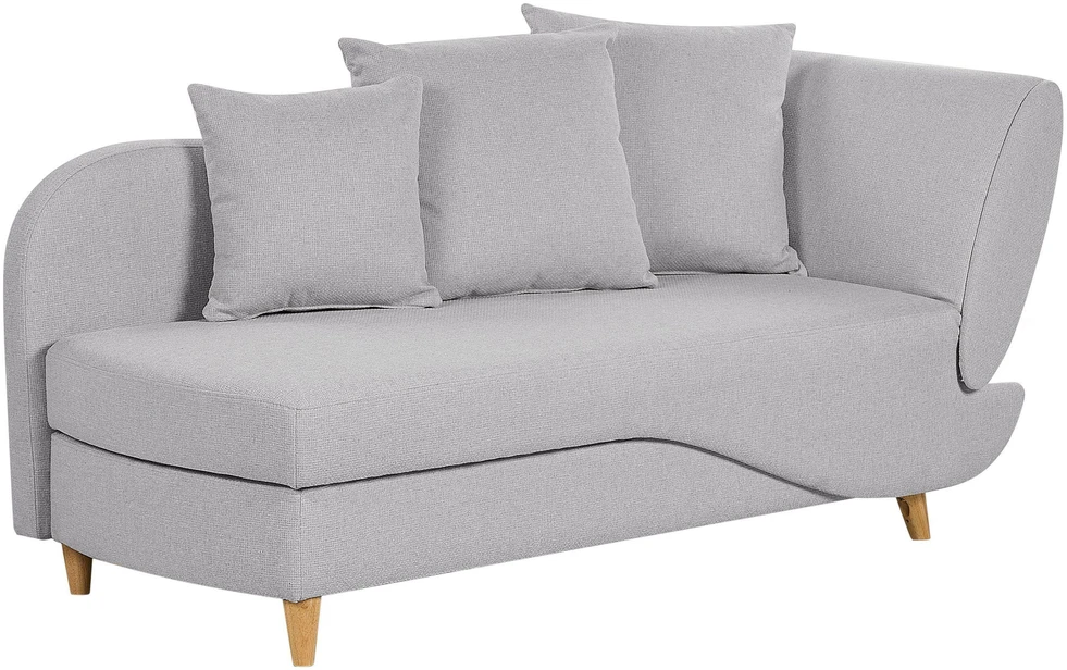 Sofa Beliani Dešininis šezlongas MERI iš sintetinio lino, šviesiai pilkos spalvos su daiktadėže