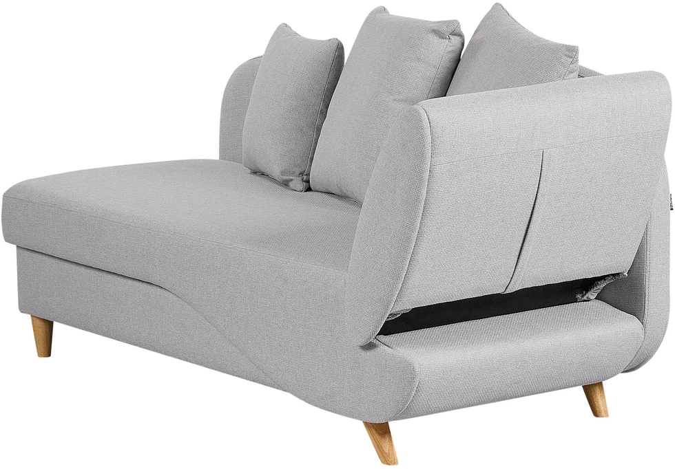 Sofa Beliani Dešininis šezlongas MERI iš sintetinio lino, šviesiai pilkos spalvos su daiktadėže