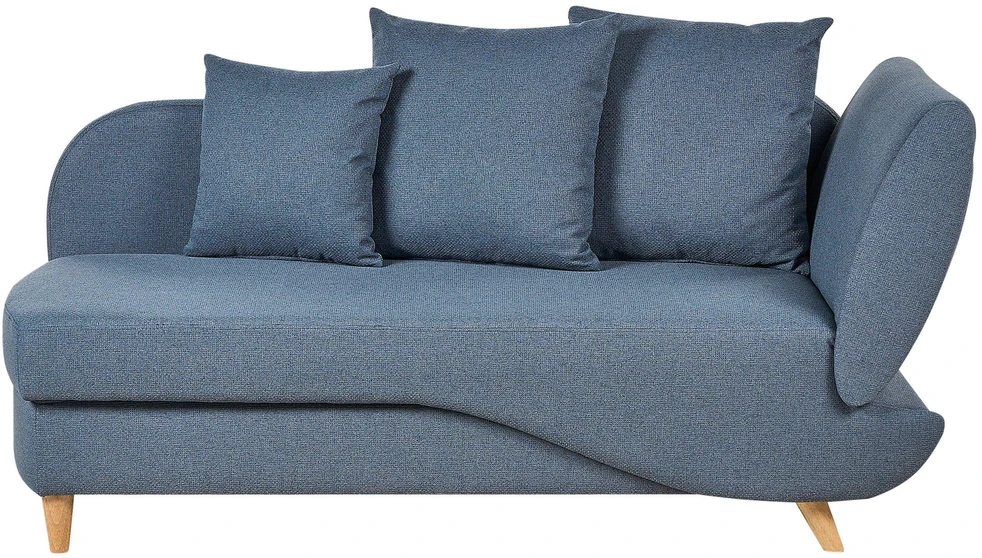 Sofa Beliani Dešininis šezlongas MERI iš sintetinio lino, tamsiai mėlynas su daiktadėže