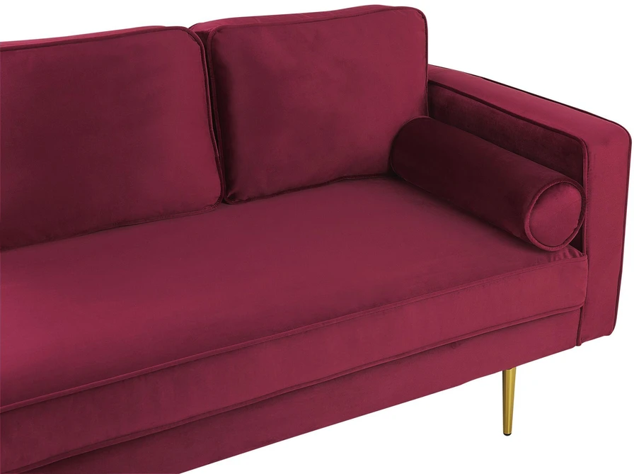 Sofa Beliani Dešininis šezlongas MIRAMAS, aksominis, bordinis