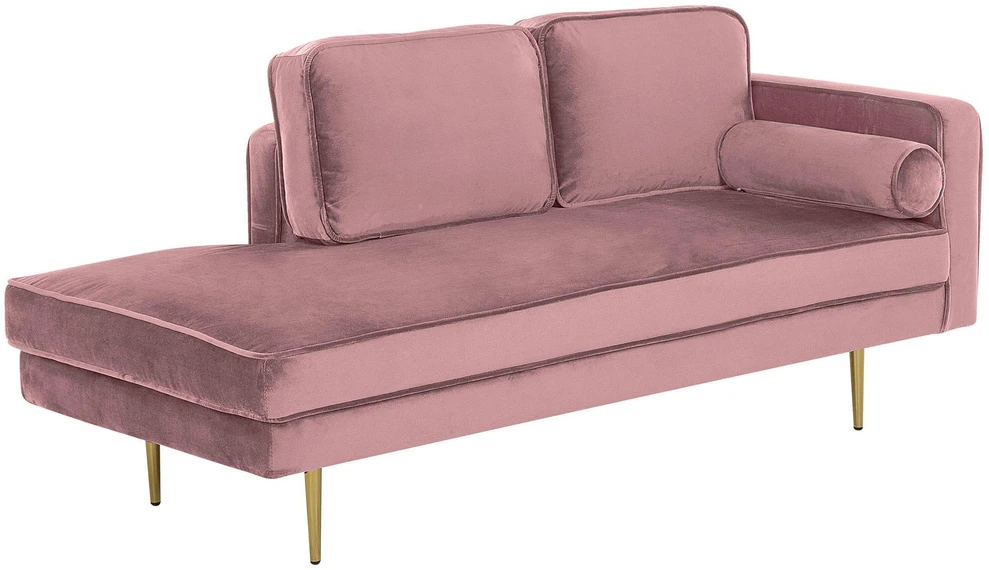 Sofa Beliani Dešininis šezlongas MIRAMAS aksominis rožinis
