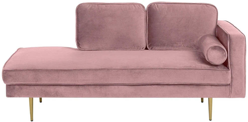 Sofa Beliani Dešininis šezlongas MIRAMAS aksominis rožinis