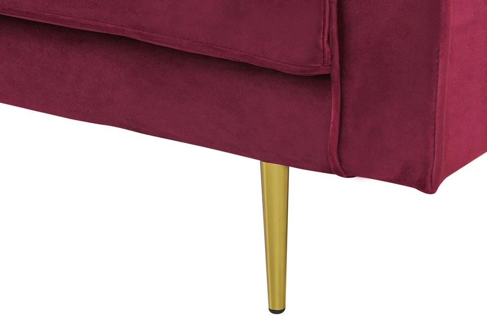 Sofa Beliani Dešininis šezlongas MIRAMAS, aksominis, bordinis