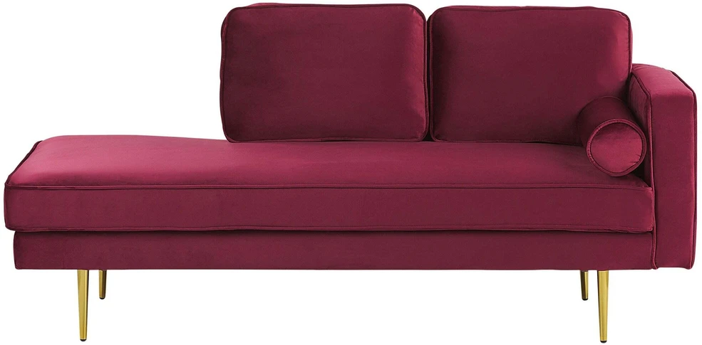 Sofa Beliani Dešininis šezlongas MIRAMAS, aksominis, bordinis
