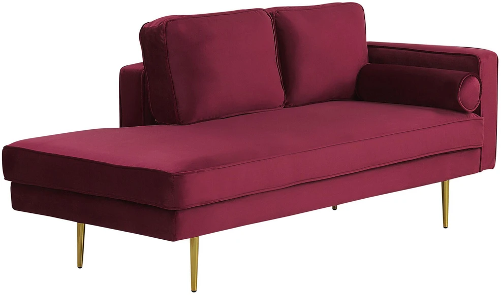 Sofa Beliani Dešininis šezlongas MIRAMAS, aksominis, bordinis