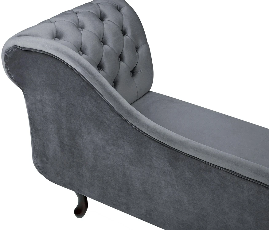 Sofa Beliani Dešininis šezlongas NIMES veliūrinis pilkas