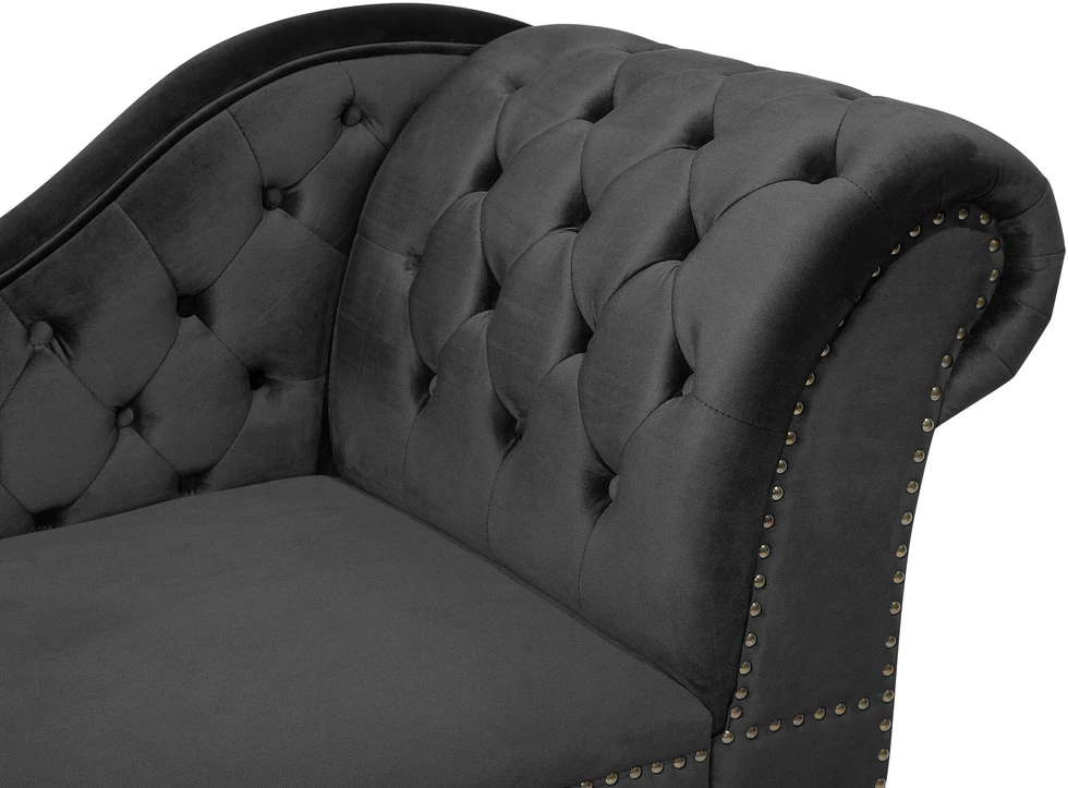 Sofa Beliani Dešininis šezlongas NIMES veliūrinis juodas