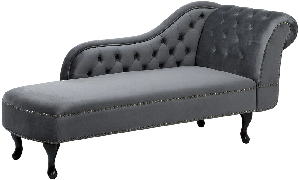 Sofa Beliani Dešininis šezlongas NIMES veliūrinis pilkas