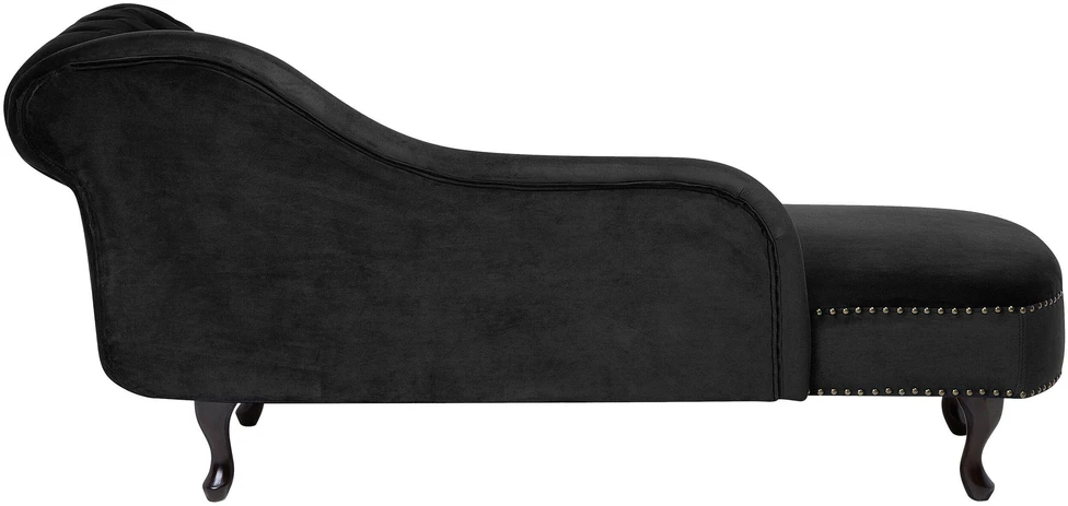 Sofa Beliani Dešininis šezlongas NIMES veliūrinis juodas