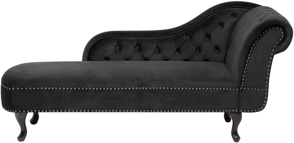 Sofa Beliani Dešininis šezlongas NIMES veliūrinis juodas