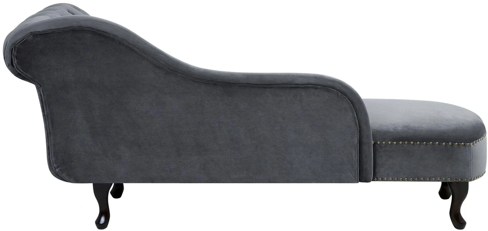 Sofa Beliani Dešininis šezlongas NIMES veliūrinis pilkas