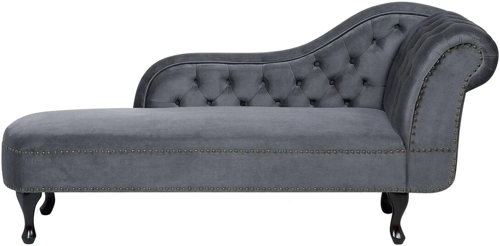 Sofa Beliani Dešininis šezlongas NIMES veliūrinis pilkas