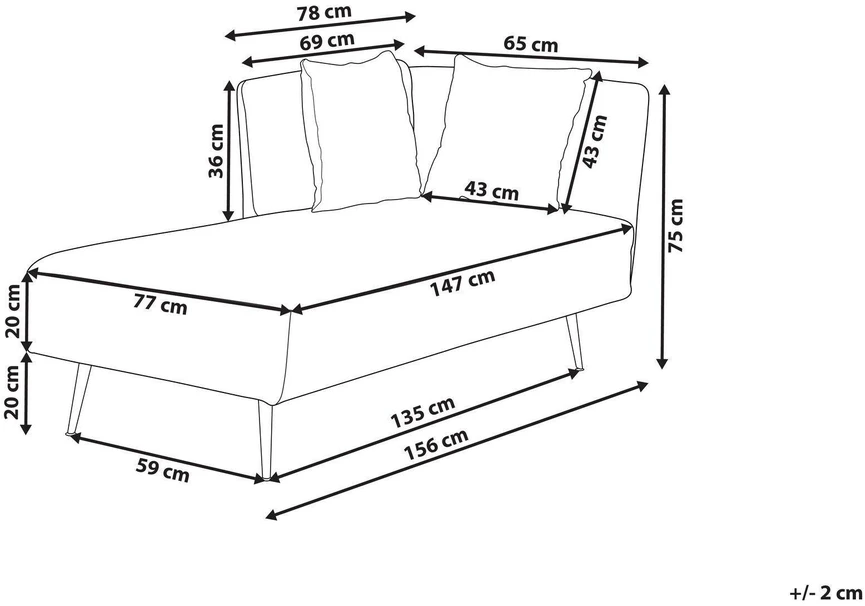 Sofa Beliani Dešininis šezlongas RIOM, baltas