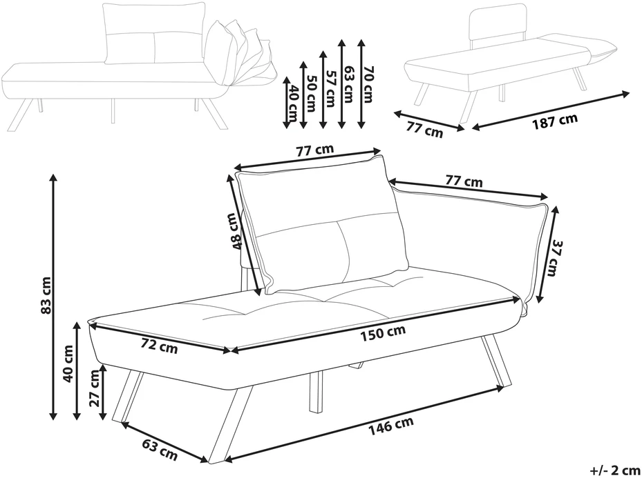 Sofa Beliani Dešininis šezlongas ROCAMADOUR rudas