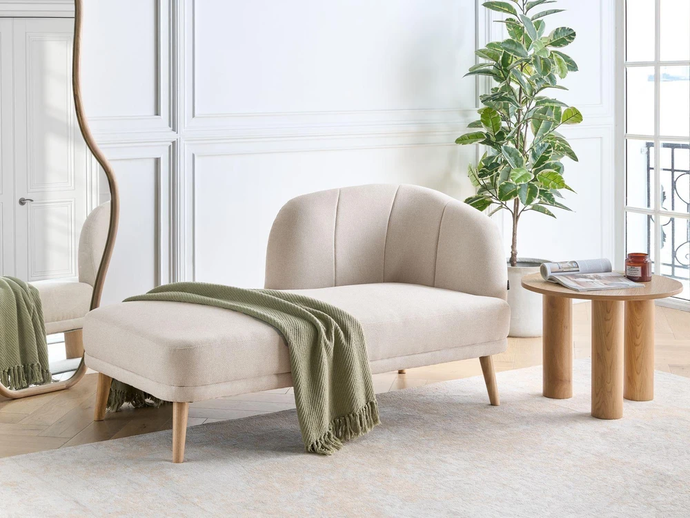 Sofa Beliani Dešininis šezlongas TANLAY šviesiai smėlio spalvos