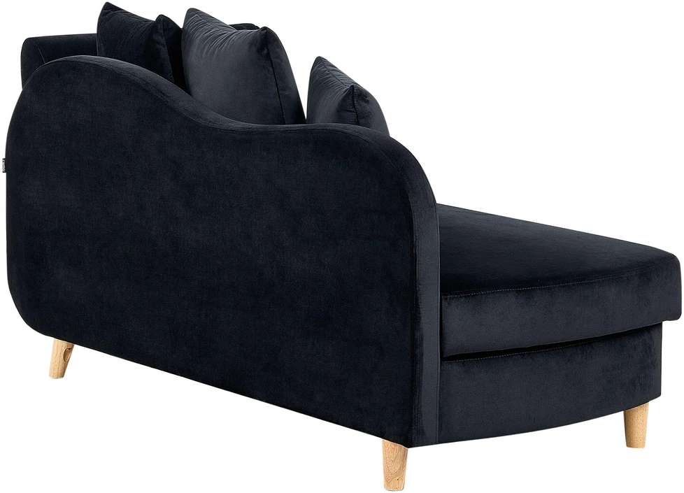 Sofa Beliani Dešininis szezlongas MERI, veliūrinis, juodas, su daiktadėže