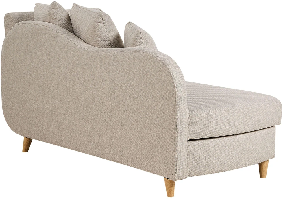 Sofa Beliani Dešinysis gultas MERI su daiktadėže, sintetinis linas, šviesiai smėlio spalvos