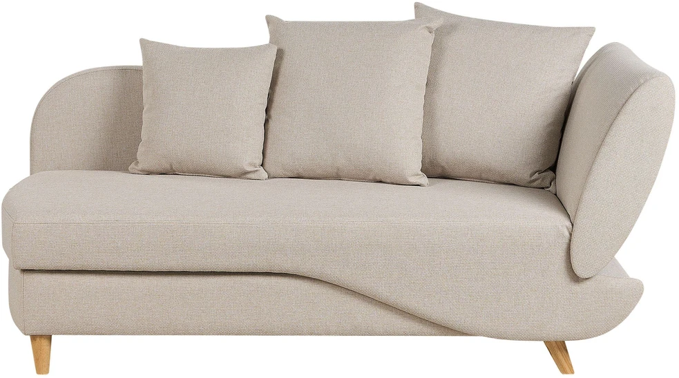 Sofa Beliani Dešinysis gultas MERI su daiktadėže, sintetinis linas, šviesiai smėlio spalvos