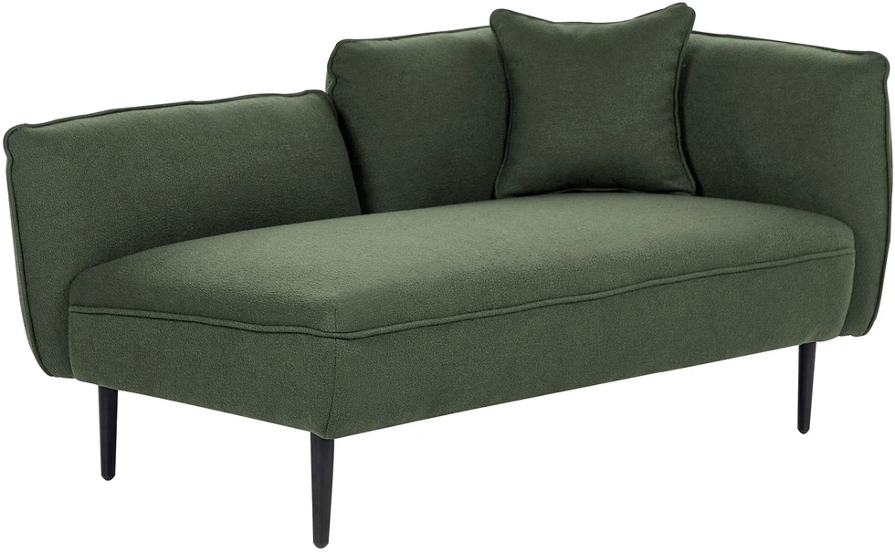 Sofa Beliani Dešinysis šezlongas CHEVANNES, „bouclé“, tamsiai žalias