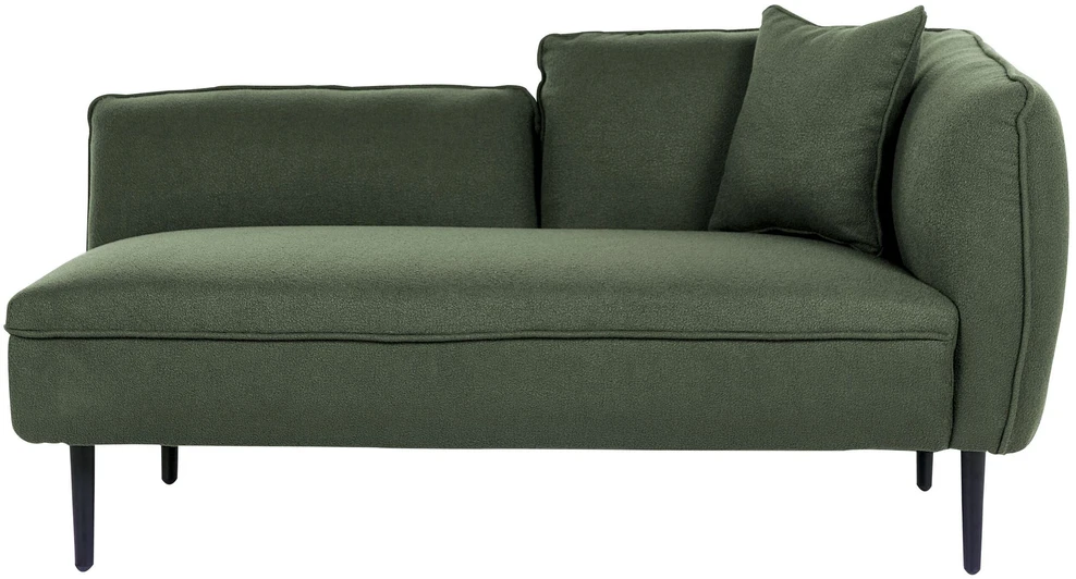 Sofa Beliani Dešinysis šezlongas CHEVANNES, „bouclé“, tamsiai žalias