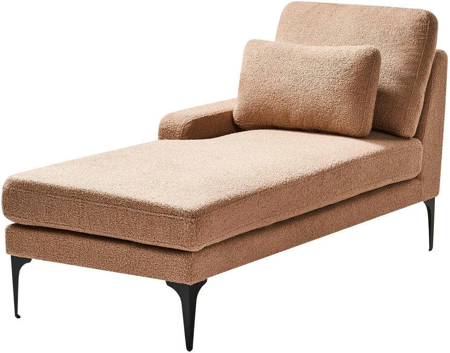 Sofa Beliani Dešinysis šezlongas EWRON Boucle smėlio spalvos