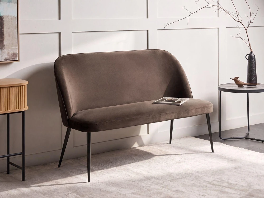 Sofa Beliani Dviejų vietų valgomojo suoliukas OSBY, veliūras, tamsiai rudas