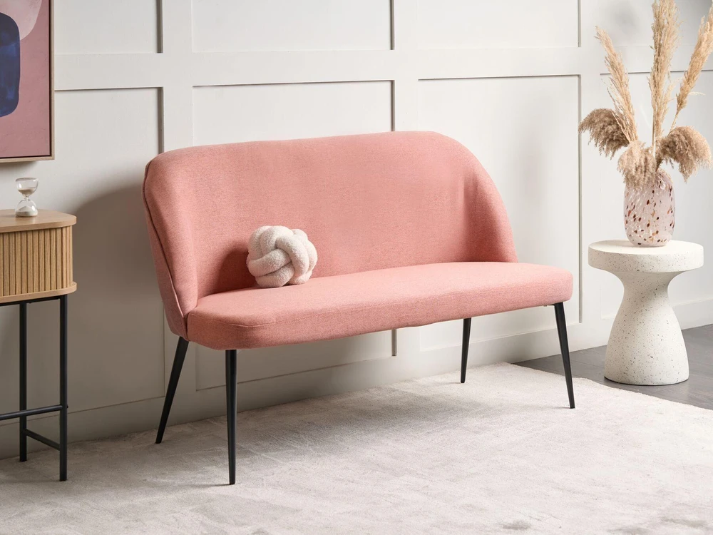 Sofa Beliani Dvivietis suoliukas valgomajam OSBY, rožinis