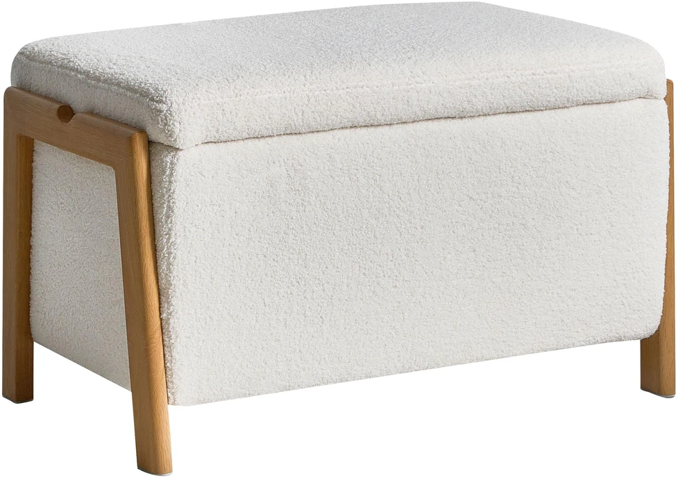 Sofa Beliani EDLAND poilsio baldų komplektas 3 asmenims su „bouclé“ suoliuku, baltas