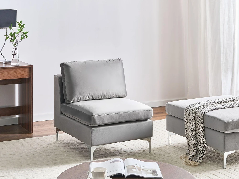 Sofa Beliani EVJA vienvietis modulis, pilkas veliūras