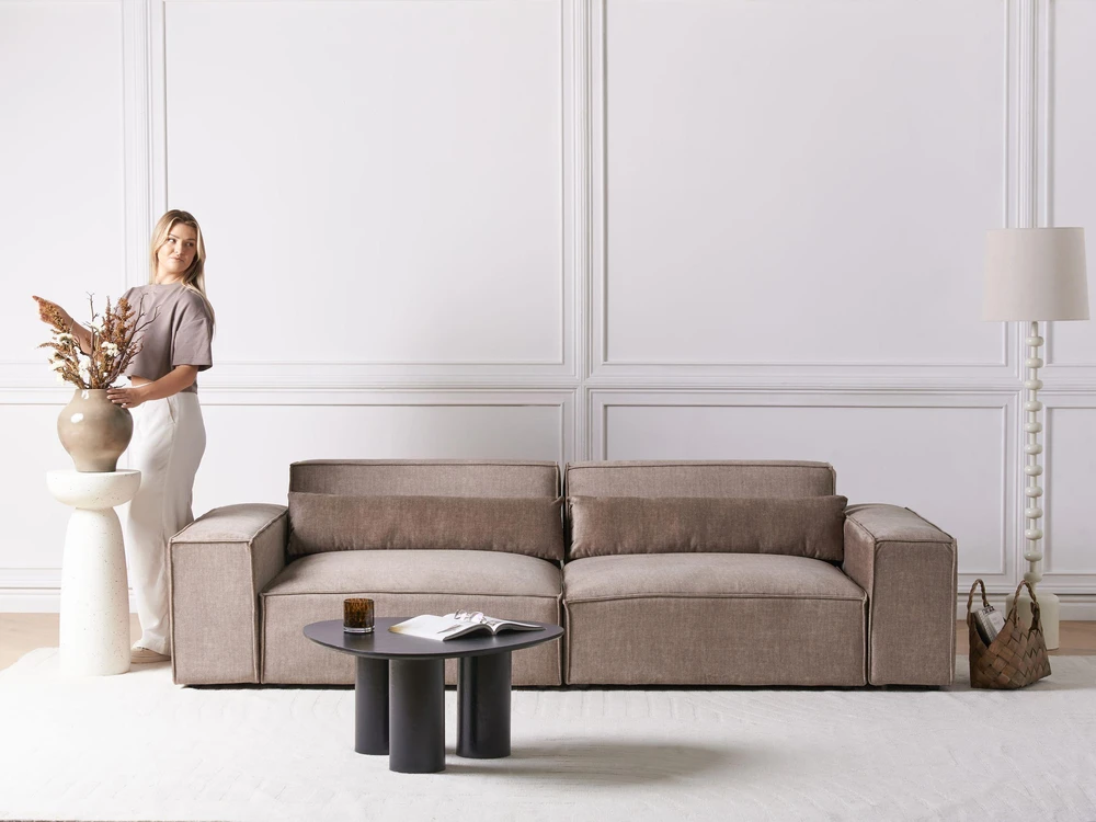 Sofa Beliani HELLNAR kampinis modulis, šviesiai rudas, kairinis