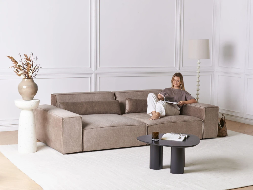 Sofa Beliani HELLNAR kampinis modulis, šviesiai rudas, kairinis