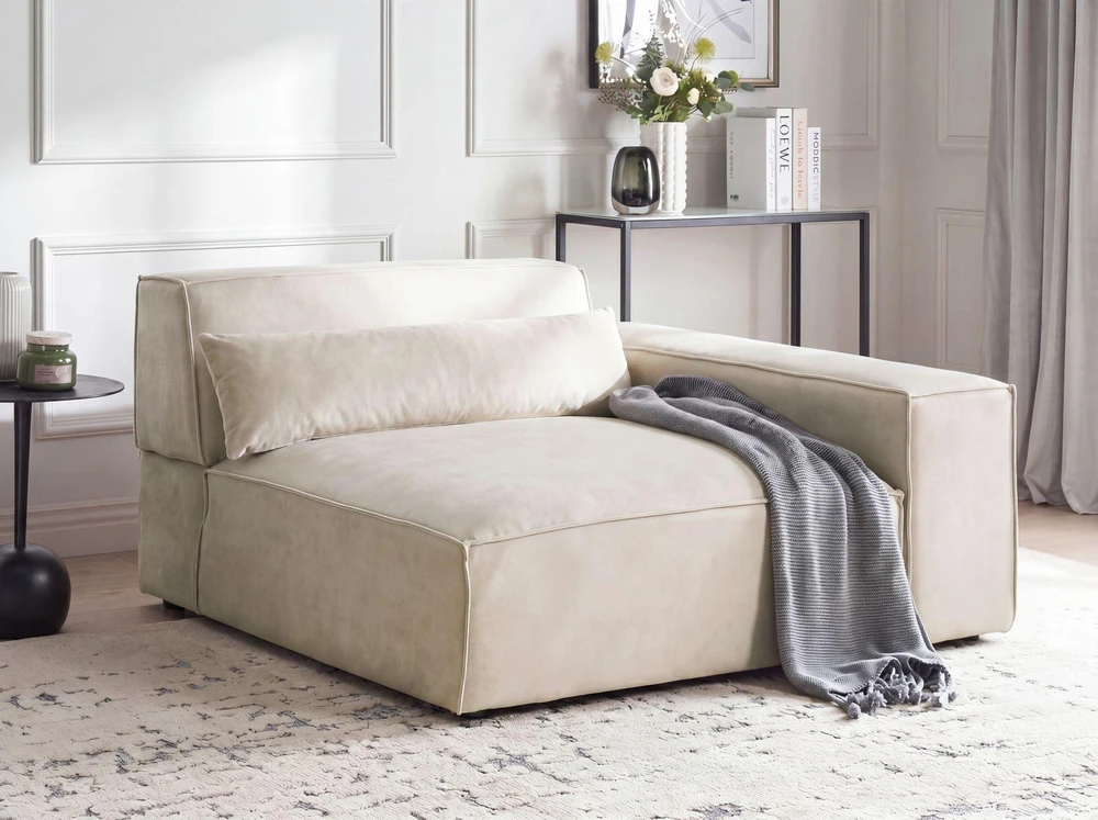 Sofa Beliani HELLNAR kampinis modulis, veliūras, šviesiai smėlinis, kairinis