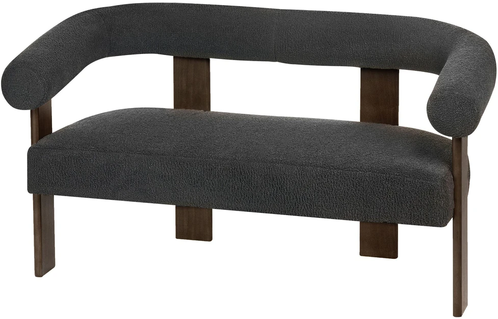Sofa Beliani ILBRO svetainės baldų komplektas, boucle audinys, juodas / tamsiai rudas