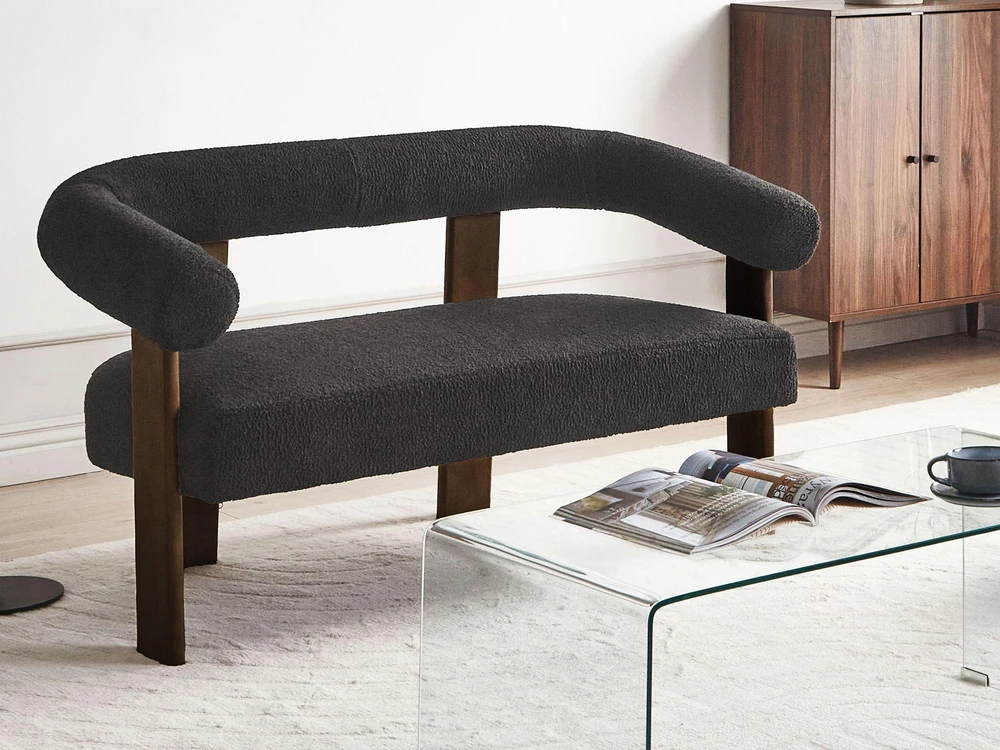 Sofa Beliani ILBRO svetainės baldų komplektas, boucle audinys, juodas / tamsiai rudas