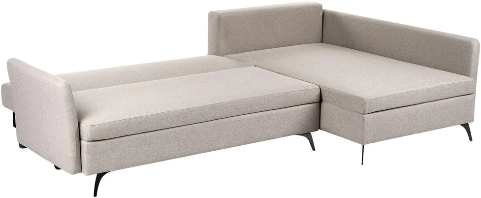 Sofa Beliani Išskleidžiamas kampas 3 asmenims KOGE, smėlio spalvos, su patalynės dėže, kairinis
