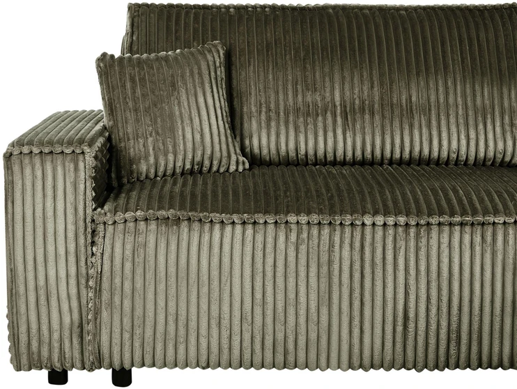 Sofa Beliani Išskleidžiamas kampas 3 asmenims ABACKA, velvetinis, žalias, su daiktadėže, kairinis