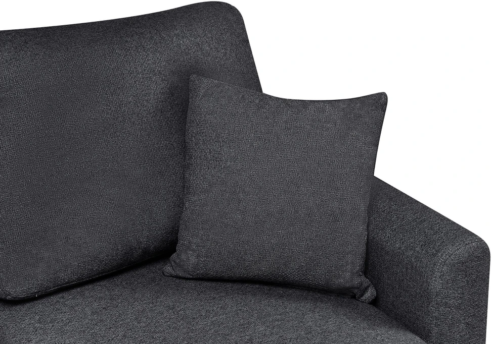 Sofa Beliani Išskleidžiamas kampas 3 asmenims NASSJO sintetinio lino juodas kairinis