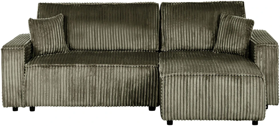 Sofa Beliani Išskleidžiamas kampas 3 asmenims ABACKA, velvetinis, žalias, su daiktadėže, kairinis