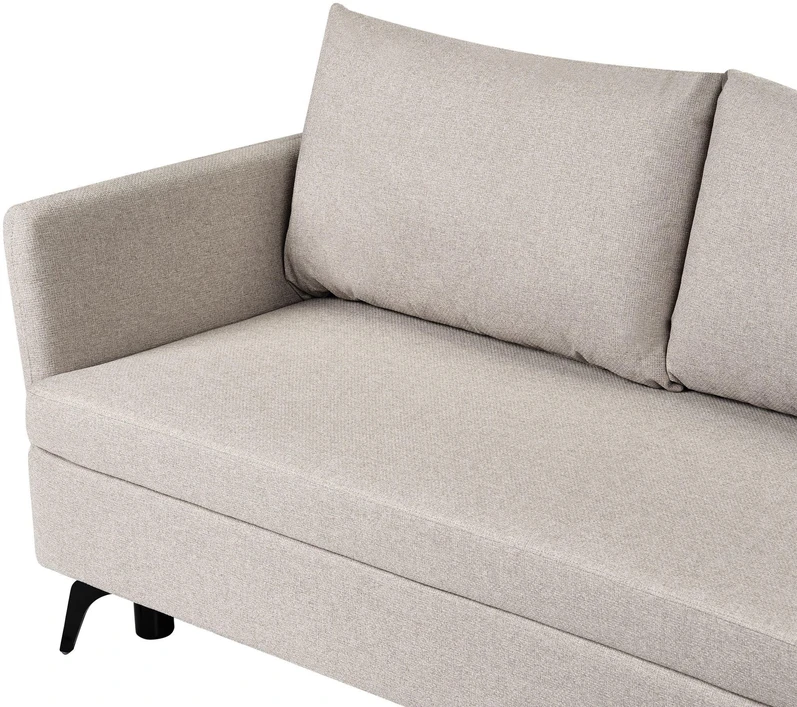 Sofa Beliani Išskleidžiamas kampas 3 asmenims KOGE, smėlio spalvos, su patalynės dėže, kairinis