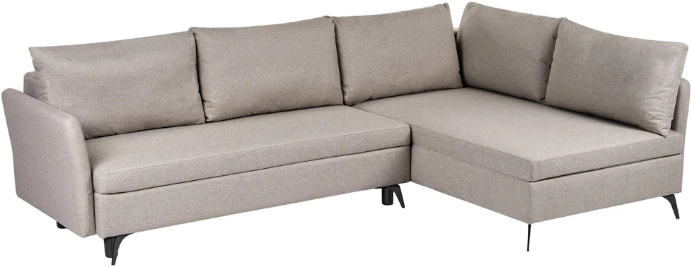 Sofa Beliani Išskleidžiamas kampas 3 asmenims KOGE, smėlio spalvos, su patalynės dėže, kairinis