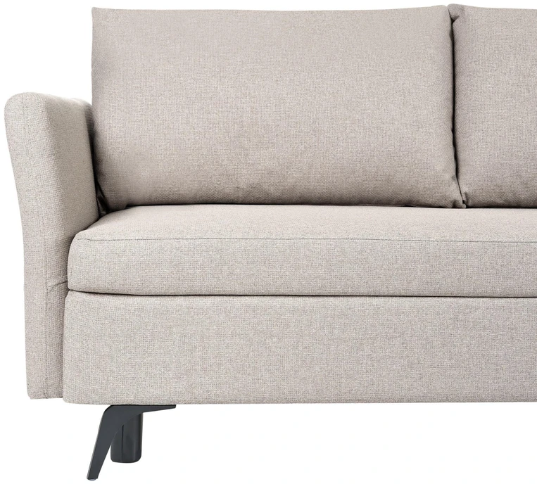 Sofa Beliani Išskleidžiamas kampas 3 asmenims KOGE, smėlio spalvos, su patalynės dėže, kairinis