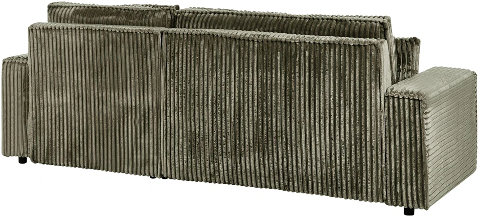 Sofa Beliani Išskleidžiamas kampas 3 asmenims ABACKA, velvetinis, žalias, su daiktadėže, kairinis