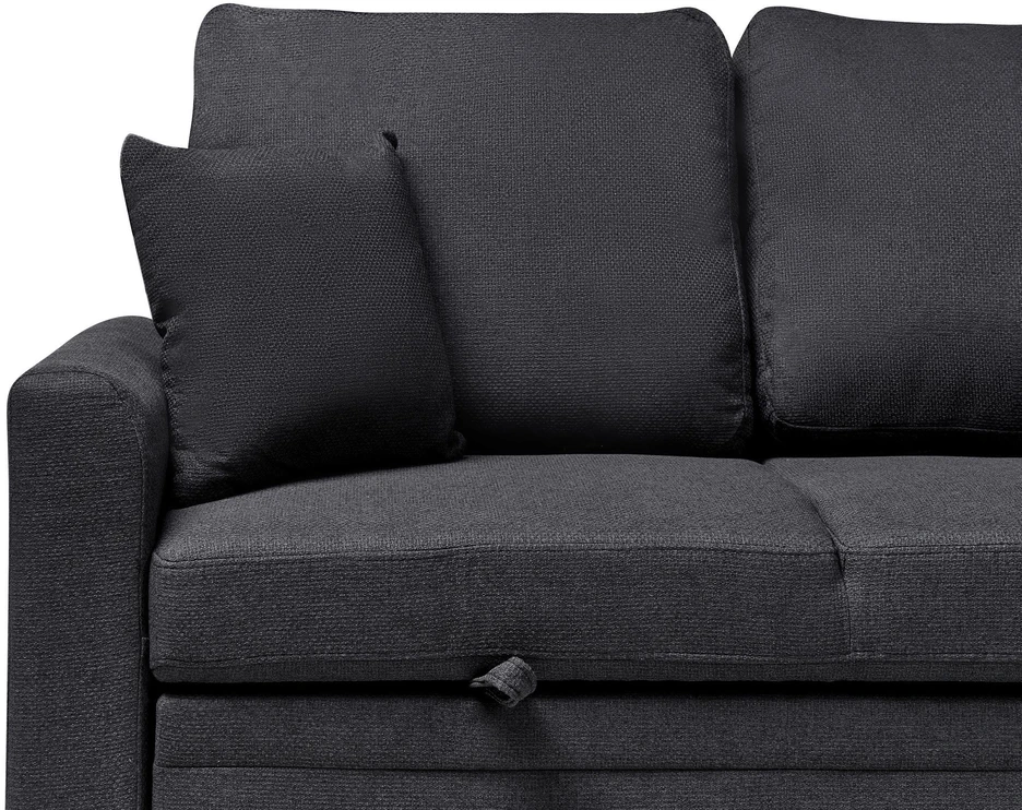 Sofa Beliani Išskleidžiamas kampas 3 asmenims NASSJO sintetinio lino juodas kairinis