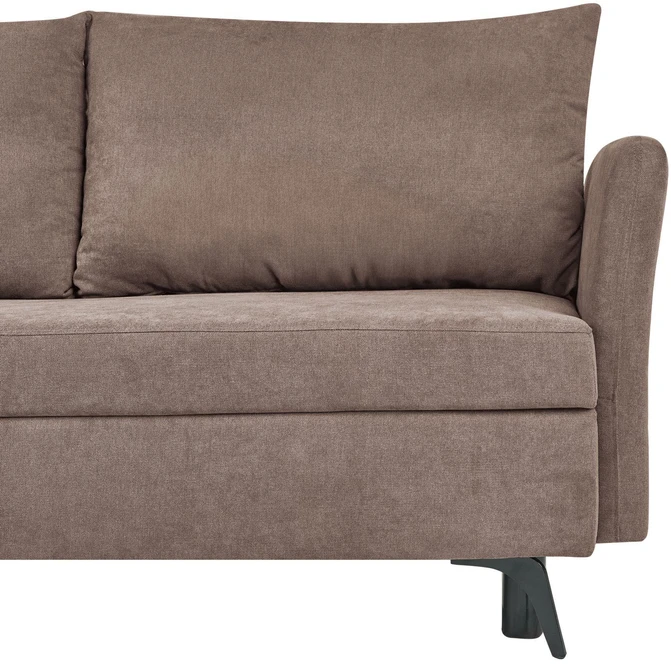 Sofa Beliani Išskleidžiamas kampas KOGE 3 asmenims, rudas, su patalynės dėže, dešininis