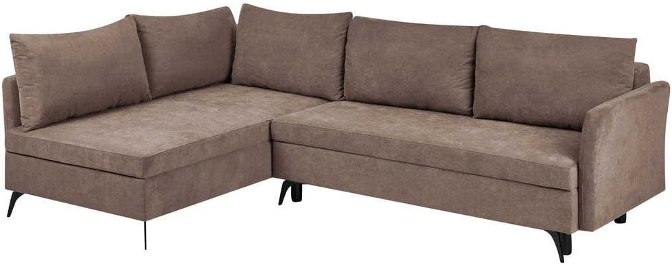 Sofa Beliani Išskleidžiamas kampas KOGE 3 asmenims, rudas, su patalynės dėže, dešininis