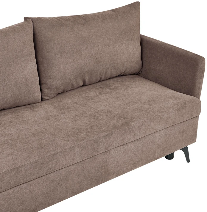 Sofa Beliani Išskleidžiamas kampas KOGE 3 asmenims, rudas, su patalynės dėže, dešininis