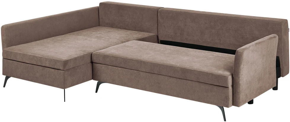 Sofa Beliani Išskleidžiamas kampas KOGE 3 asmenims, rudas, su patalynės dėže, dešininis