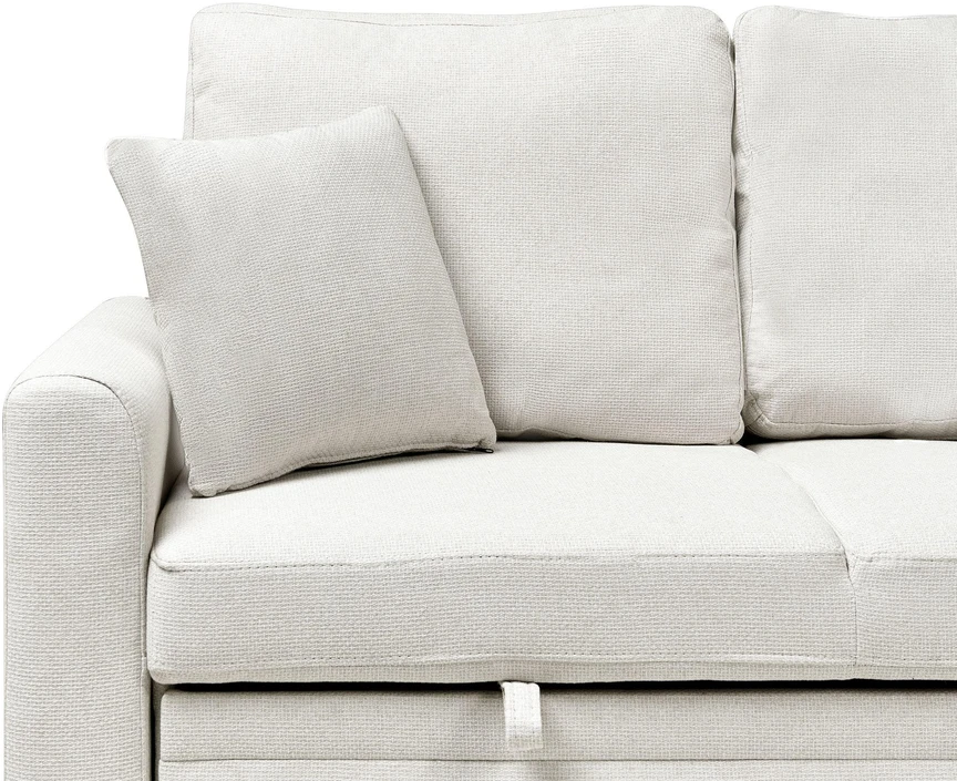 Sofa Beliani Išskleidžiamas kampas NASSJO Len syntetyczny, 3 vietų, šviesiai smėlio spalvos, kairinis
