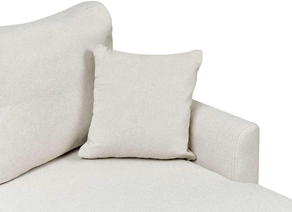 Sofa Beliani Išskleidžiamas kampas NASSJO Len syntetyczny, 3 vietų, šviesiai smėlio spalvos, kairinis